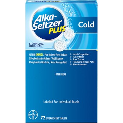 Alka-Seltzer Plus Cold Formula Sparkling Original (72 Ct.) - Sam's Club