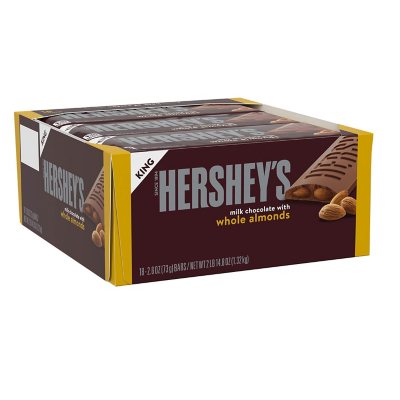 Hershey's King Size Milk Chocolate With Almonds Bar (2.6 Oz., 18 Ct ...