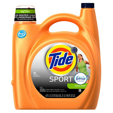 tide oz sport plus detergent febreze loads liquid 2x