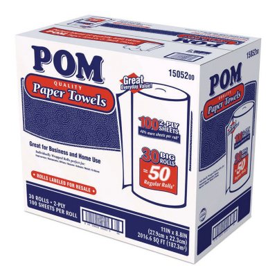 Pom - Paper Towels, 2-ply, 100 Sheets - 30 Rolls - Sam's Club