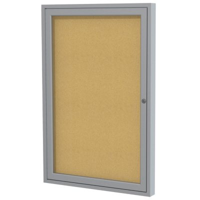 Ghent 1-Door Satin Aluminum Frame Enclosed Bulletin Board, 36