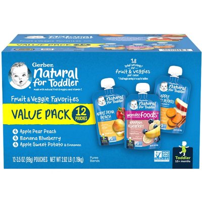 Gerber Toddler Pouch Variety Pack (3.5 oz., 12 ct.) - Sam's Club