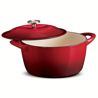 Tramontina Cast Iron 6.5 Qt. Round Covered Dutch Oven with Durable Porcelain Enameled Finish – Various Colors