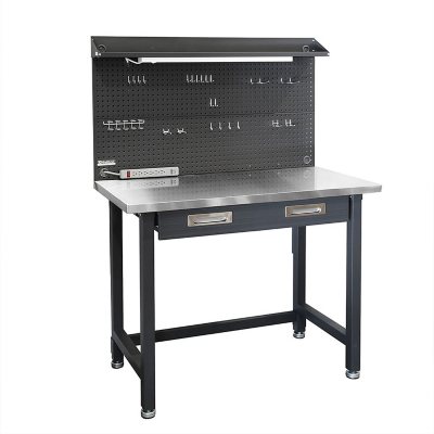 Seville Classics UltraHD Lighted Stainless Steel Top Workbench