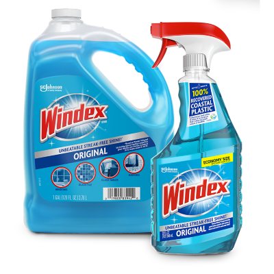 Windex Glass Cleaner, Pledge Furniture and Multisurface Wipes Bundle