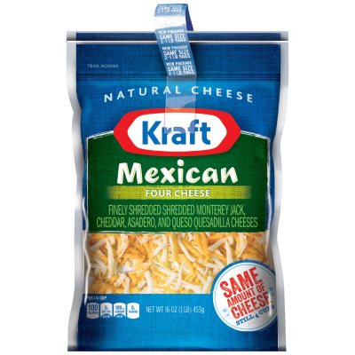 Kraft Mexican Four Cheese Finely Shredded Cheese (16 Oz., 2 Pk.) - Sam ...