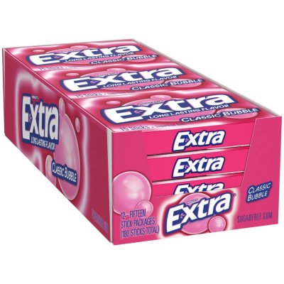 Extra Classic Bubble Sugar-Free Gum (15 ct., 12 pks.) - Sam's Club