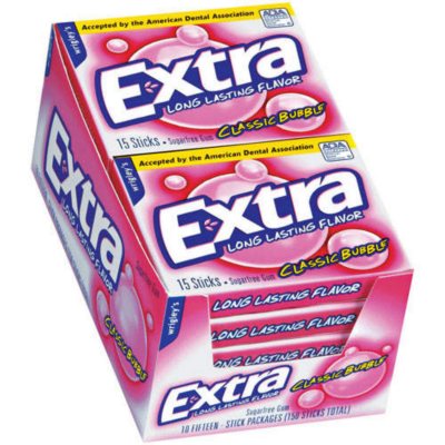 bubble extra classic gum sugar pks ct wrigley