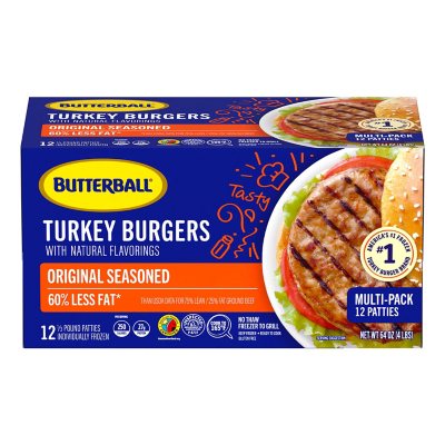 Original Seasoned Butterball Turkey Burgers, Frozen (12 ...