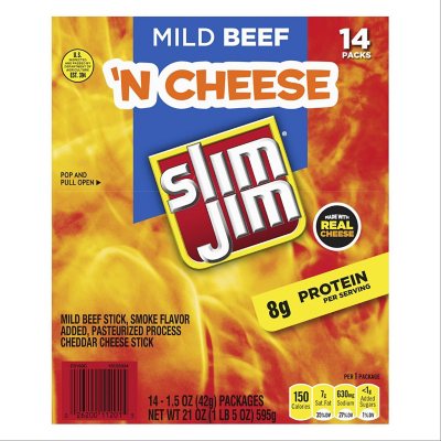 Slim Jim Beef 'n Cheese (1.5oz., 18pk.) - Sam's Club