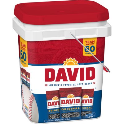 David Sunflower Seeds Bucket (1.75 oz., 60 ct.) - Sam's Club