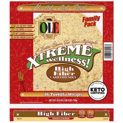 Ole Xtreme Wellness High Fiber Low Carb Tortilla Wraps, Twin Pack (16 ...