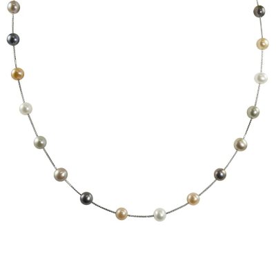 freshwater 14k pearl necklace station gold