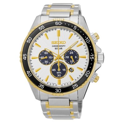 seiko solar chronograph two tone