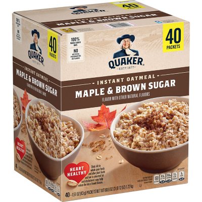 Quaker Instant Oatmeal, Maple Brown Sugar (40 ct.) - Sam's Club