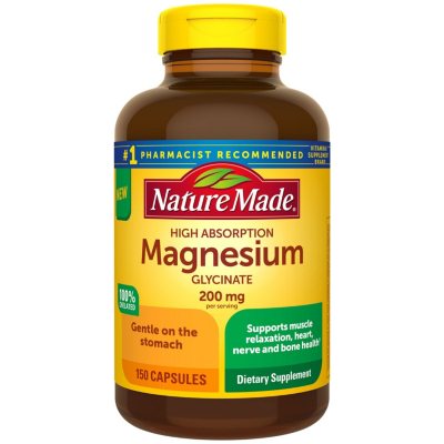 glycinate magnesium nature mg capsules relaxation muscle ct samsclub