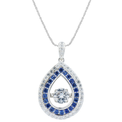 Lab White and Blue Sapphire Dancing Pendant - Sam's Club