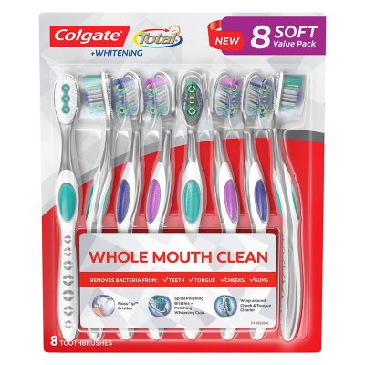 Colgate Total + Whitening Toothbrush, Choose Soft or Medium (8 pk ...