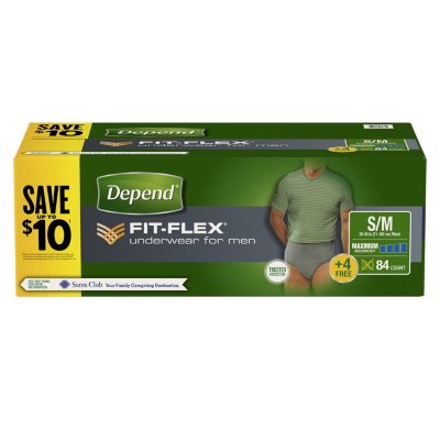 Depend Fit-Flex Underwear for Men, Small/Medium (84 ct.) - Sam's Club