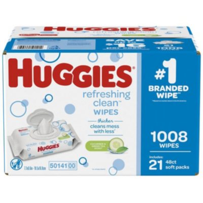 Huggies Refreshing Clean Baby Wipes, Disposable Soft Pack (1,008 ct