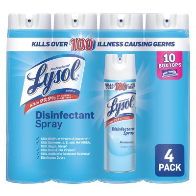 lysol spray disinfectant linen crisp oz each 4pk 19oz disinfecting sam details choose board samsclub