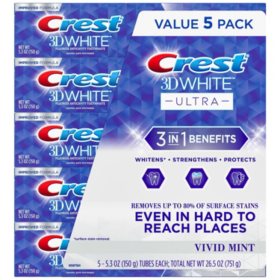 Crest 3D White Ultra Whitening Toothpaste, Vivid Mint, (5.3 oz., 5 pk ...