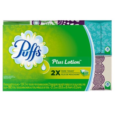 Puffs Plus Lotion Facial Tissue - 8 boxes - 124 ct. each - Sam's Club