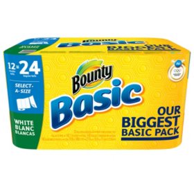 Bounty Basic Select-a-Size Paper Towels, White (12 Double Rolls) - Sam ...