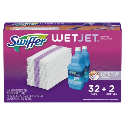 Swiffer Wetjet Mopping Refill Pack (32 Refill Pads plus 2 Bottles of ...