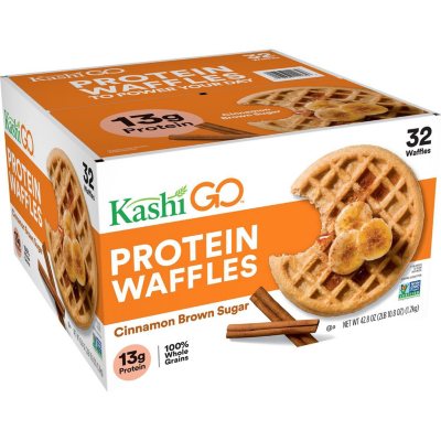 Kashi GO Cinnamon Brown Sugar Protein Waffles, Frozen (32 waffles