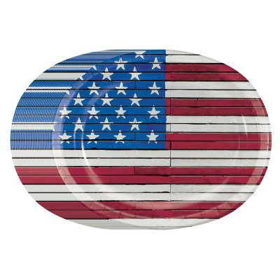 Member's Mark Rustic American Flag Oval Paper Plates - 55 ct. - Sam's Club