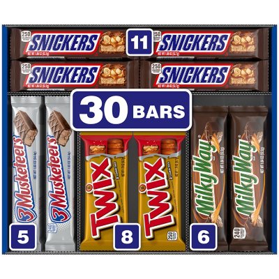 chocolate mars variety pack candy bars box mix favorites bulk assorted brands twix ct snickers sam club walmart milky oz