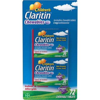 Children's Claritin 24-Hour Non-Drowsy Allergy Grape Chewable ...