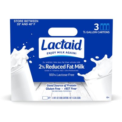 Lactaid 2% Reduced Fat Milk, Lactose Free (1/2 gal., 3 pk.) - Sam's Club