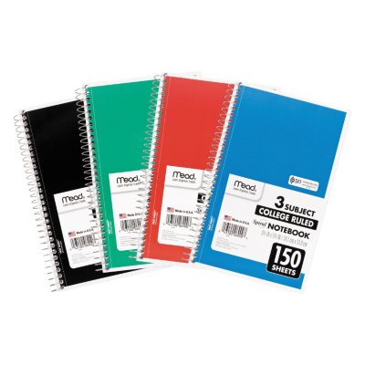 Mead College Ruled 3 Subject Spiral Notebook - Sam's Club