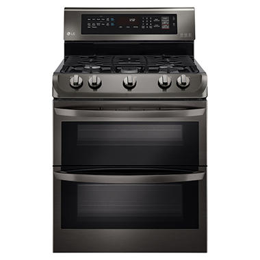 LG LDG4313BD Black Stainless Steel Series 6.9 cu. ft. Gas Double Oven Range with ProBake Convection, EasyClean