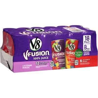 V8 V-Fusion 100% Juice Variety Pack (8 fl. oz., 18 ct.) - Sam's Club