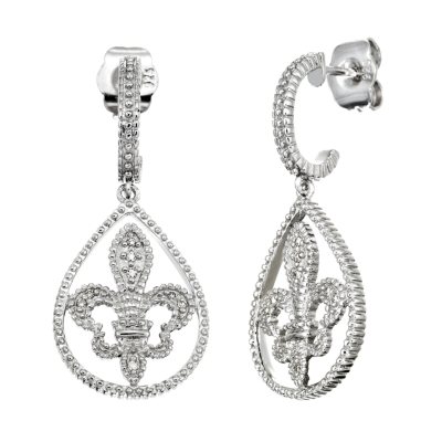 milgrain fleur dangle lis accent earrings diamond i1