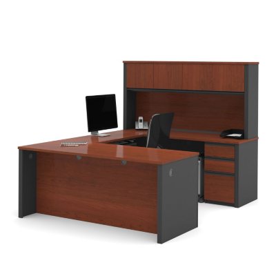 Bestar Prestige + OfficePro 99000 6-Drawer U-Shaped Desk with Hutch ...