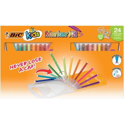 BIC Kids Assorted Colors Marker Pack with Carrying Case, 24 Count - Sam ...