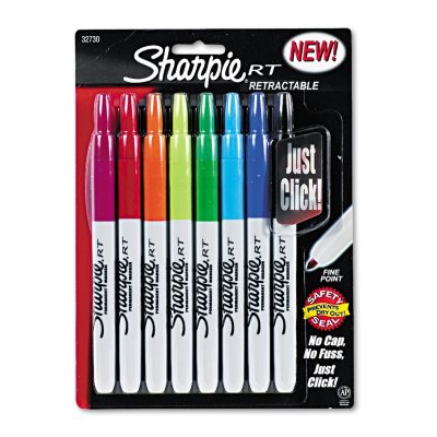 Sharpie Retractable Permanent Markers, Fine Point, Assorted Colors, 8ok ...