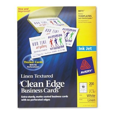 Avery 8873 - Clean Edge Business Cards, Inkjet, Linen Textured - 200 ...