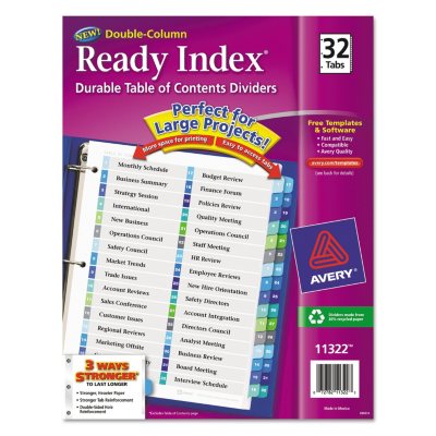 Avery Customizable TOC Ready Index Double Column Multicolor Dividers ...