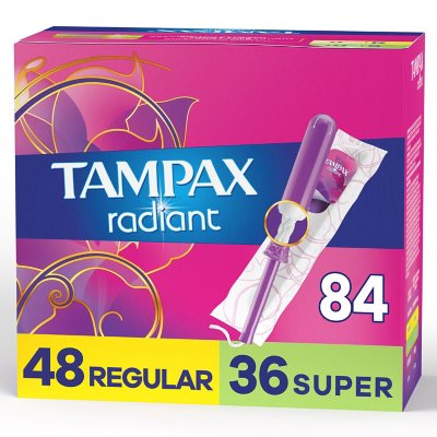 tampax radiant tampons regular pack duopack ct super absorbency duo samsclub