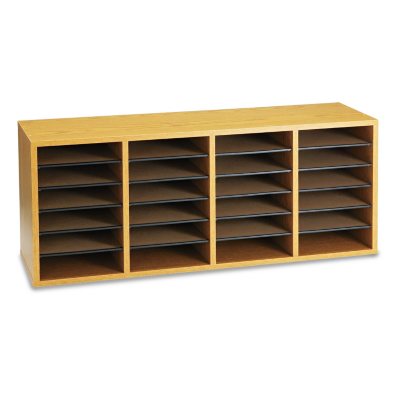 Safco 24-Shelf Adjustable Literature Organizer, Medium Oak - Sam's Club