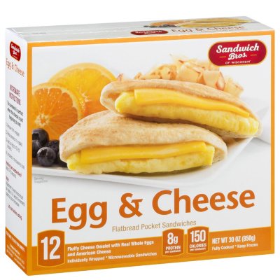 Sandwich Bros. Egg & Cheese Flatbread Pocket Breakfast Sandwiches ...