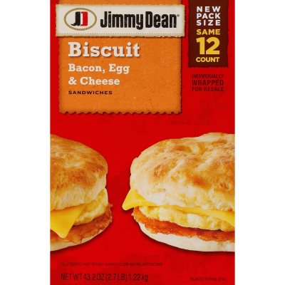 Jimmy Dean Bacon, Egg & Cheese Biscuit Sandwiches (43.2 oz., 12 ct ...