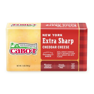 Cabot NY Extra Sharp Yellow Cheddar Cheese Brick (2 Lbs.) - Sam's Club