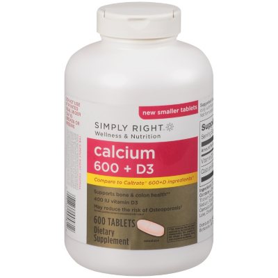 Simply Right™ Calcium 600 + D3 Dietary Supplement - 600 ct. - Sam's Club