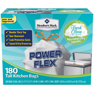 Member's Mark Power Flex Tall Kitchen Simple Fit Drawstring Bags with ...
